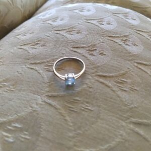 Dainty Genuine Aquamarine Silver Ring